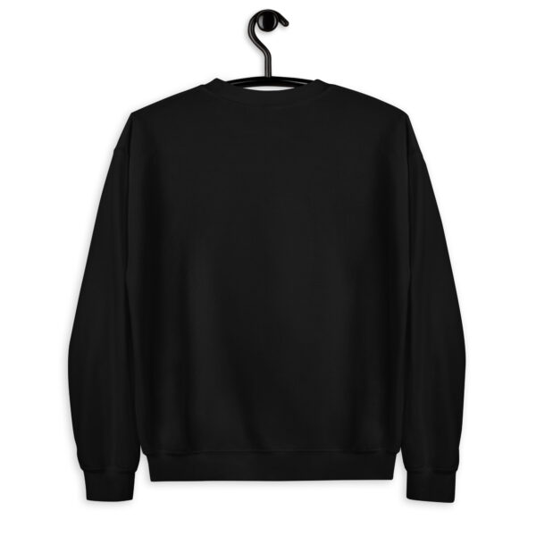 a black sweater hung from the back without a pattern